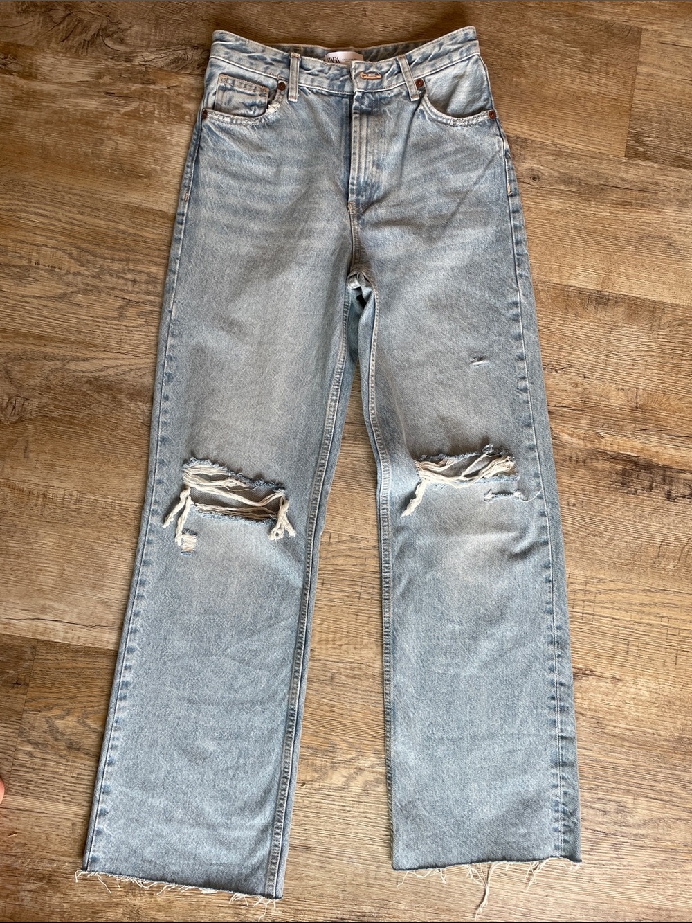 Zara TRF wide leg ripped jeans